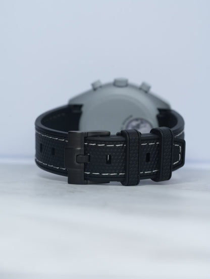 Omega X Swatch EarthPhase MoonSwatch Strap: Black & Grey Rubber Woven