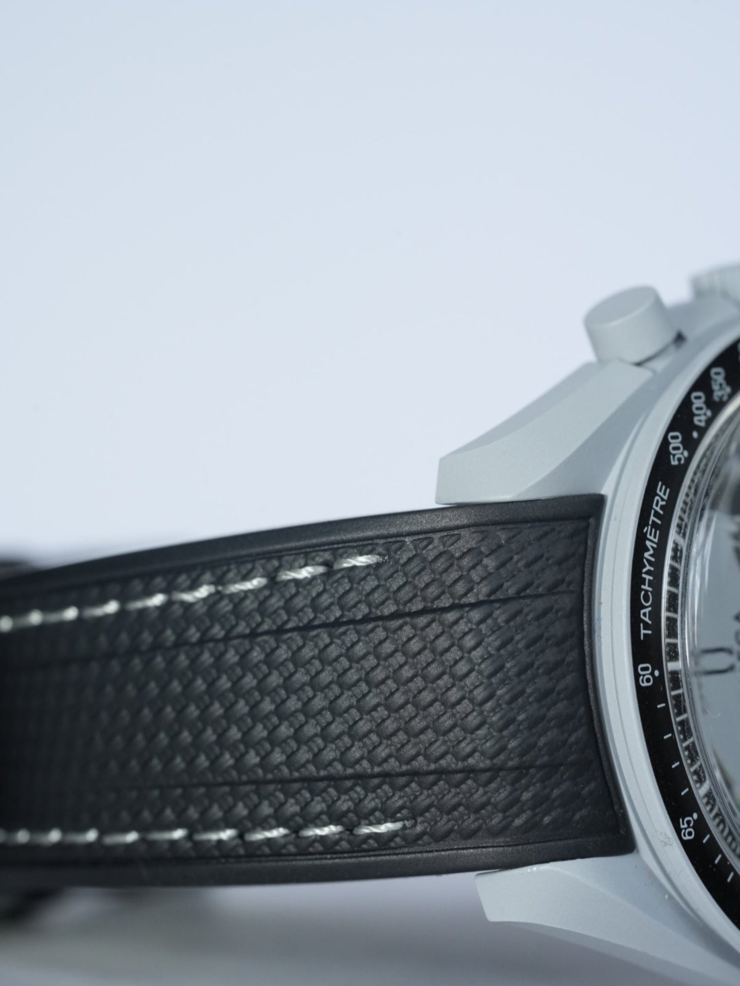 Omega X Swatch EarthPhase "Galileo" MoonSwatch Strap: Black & Grey Rubber Woven