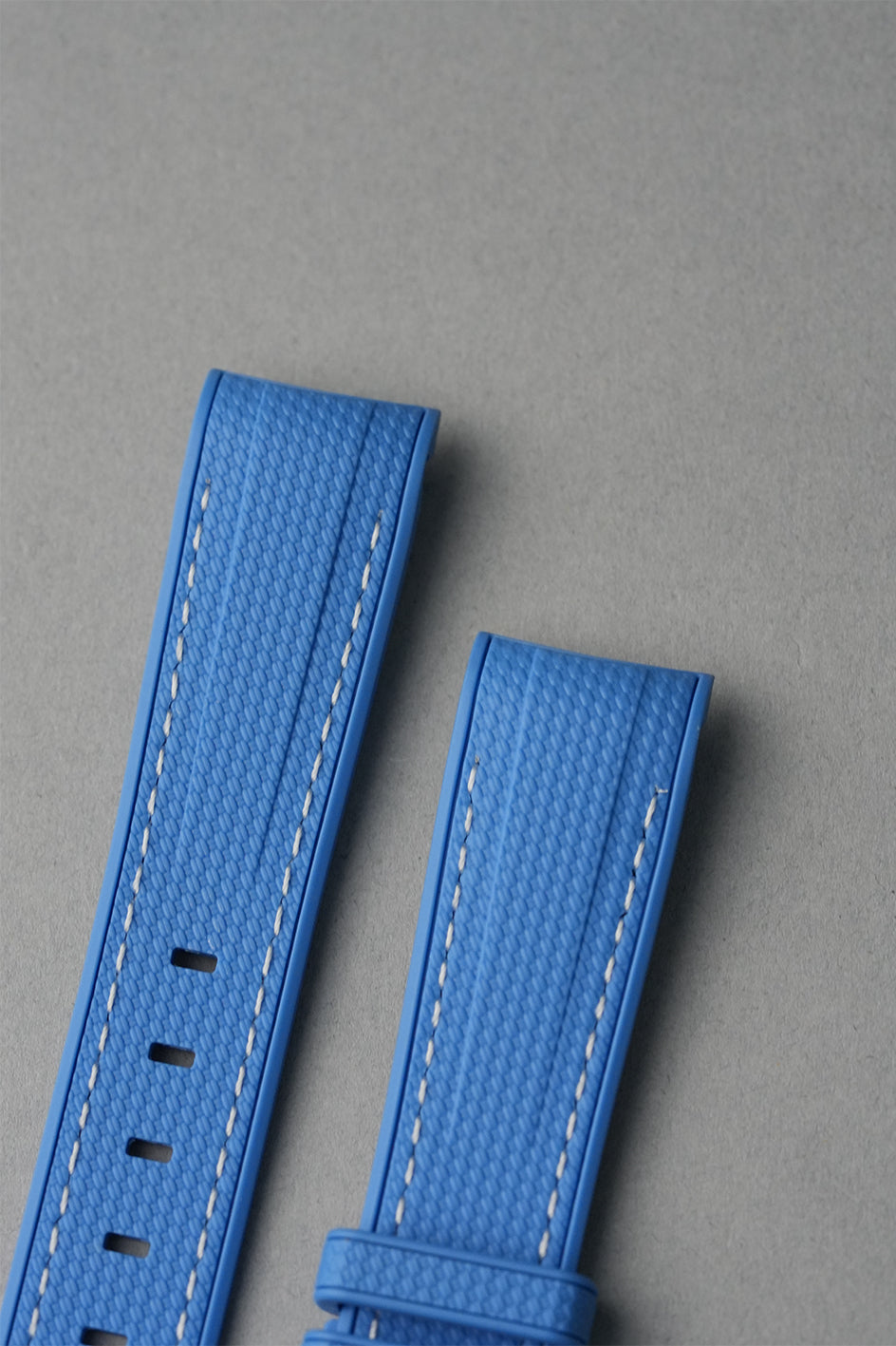 MoonSwatch Super Blue Moonphase Rubber Woven Strap — Blue with White Stitch