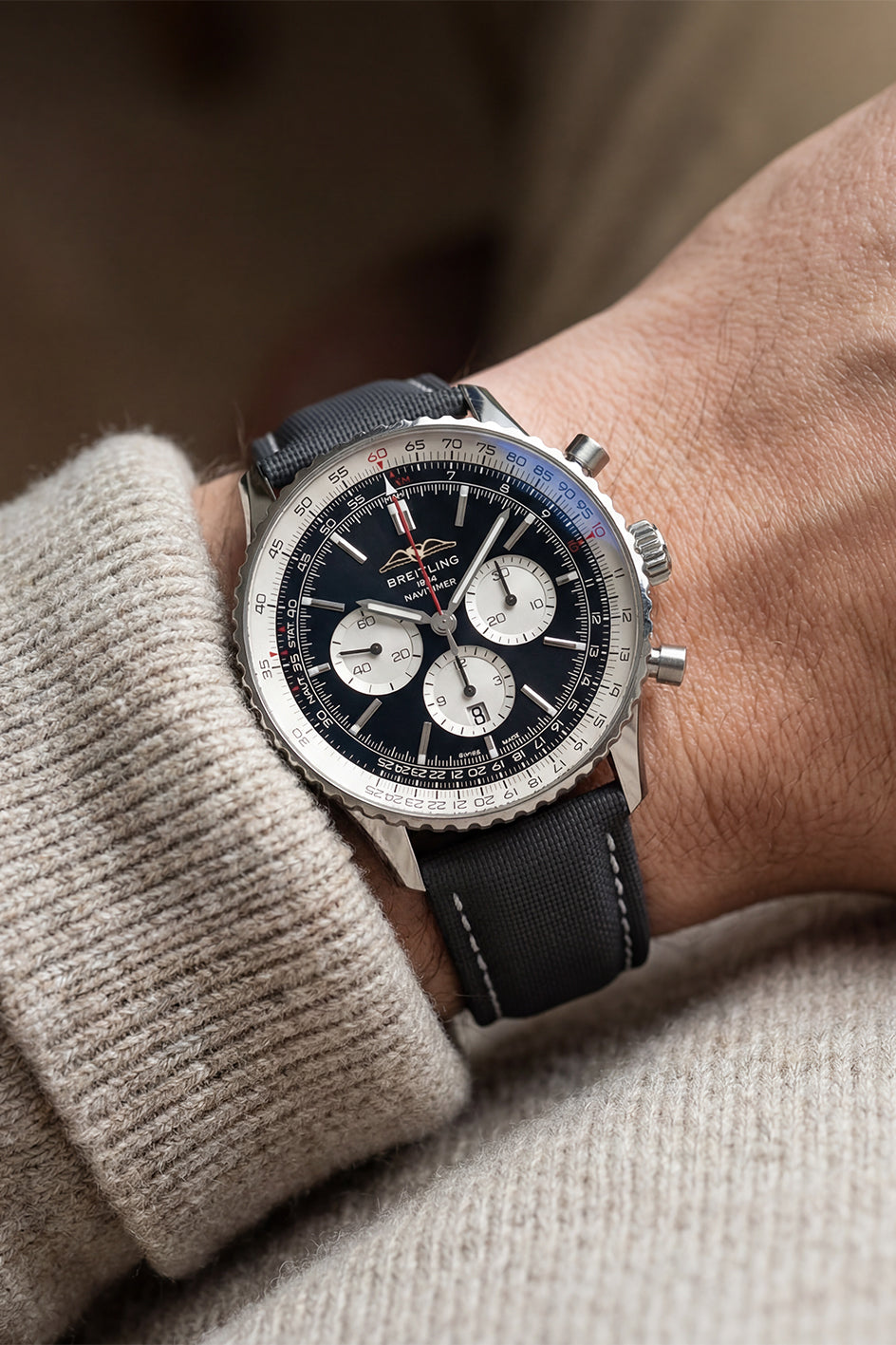 Breitling Navitimer Sailcloth FKM Rubber Strap with Deployant Clasp