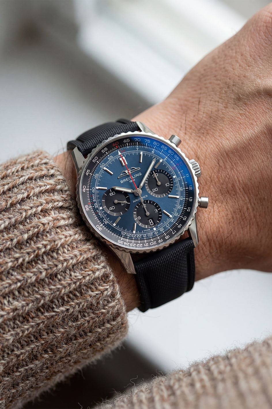 Breitling Navitimer Sailcloth FKM Rubber Strap with Deployant Clasp