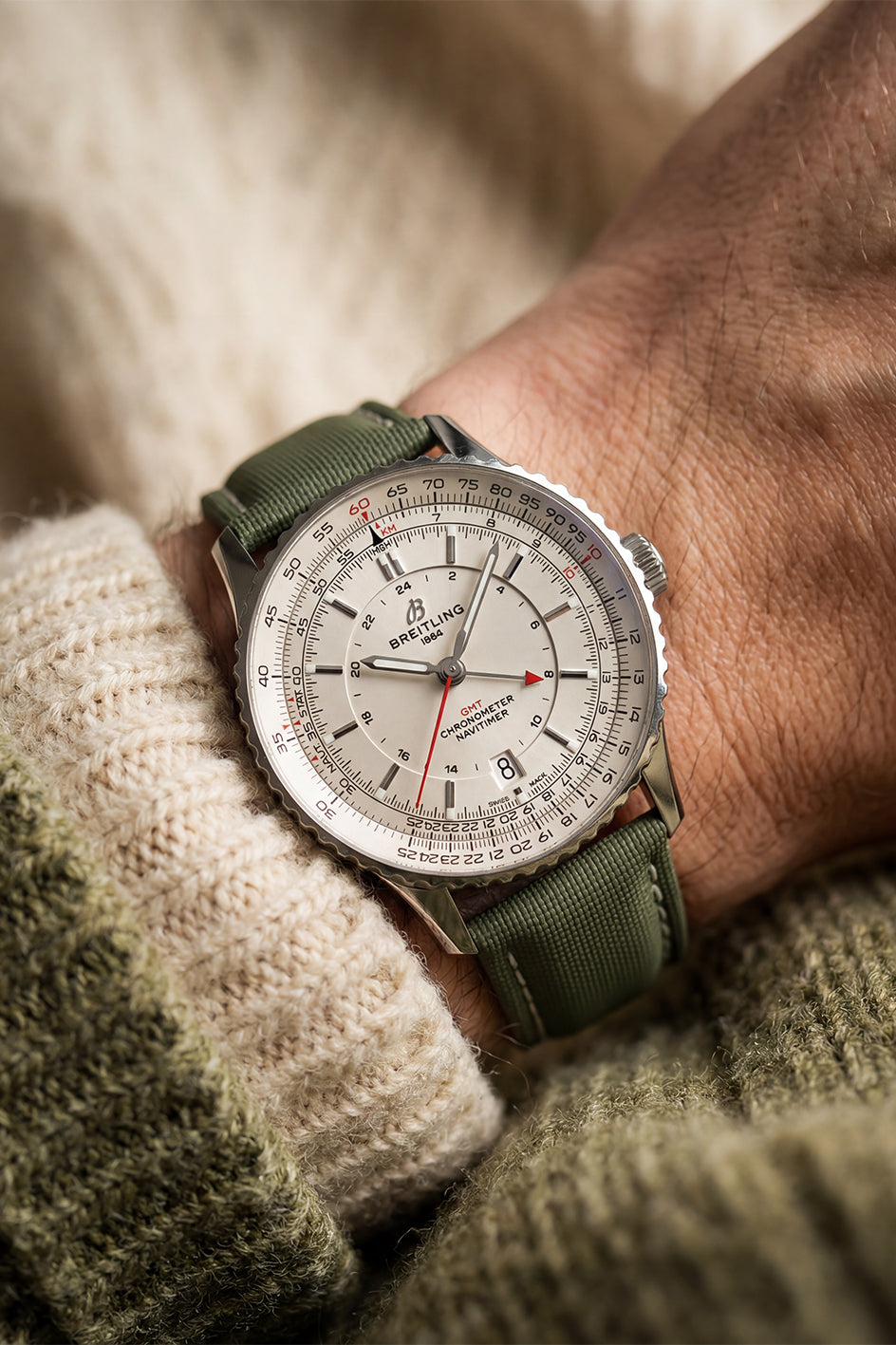 Breitling Navitimer Sailcloth FKM Rubber Strap with Deployant Clasp