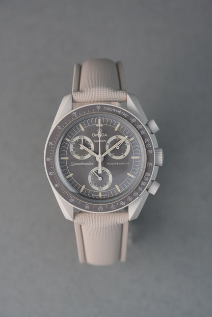 MoonSwatch Desert Sailcloth Effect FKM Rubber Strap with Deployant Clasp - Cream