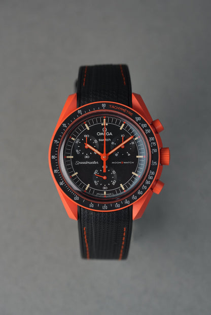 MoonSwatch Lava Curved Rubber Strap — Black