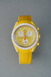 Rubber Curved Strap for Omega x Swatch MoonSwatch – Mission to the Sun – Yellow with Yellow Stitch