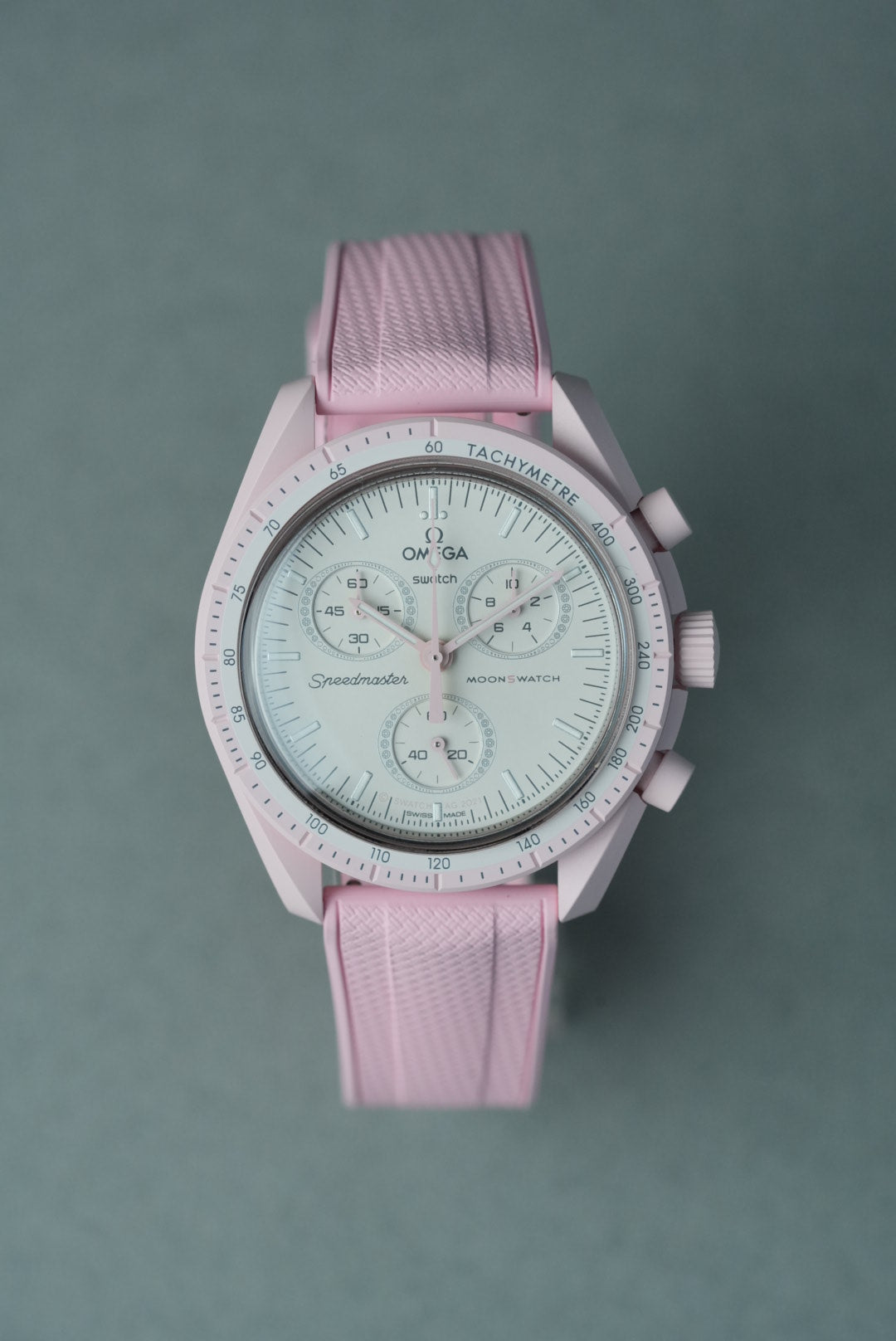 MoonSwatch Mission to Venus Rubber FKM Straight End Strap - Pink
