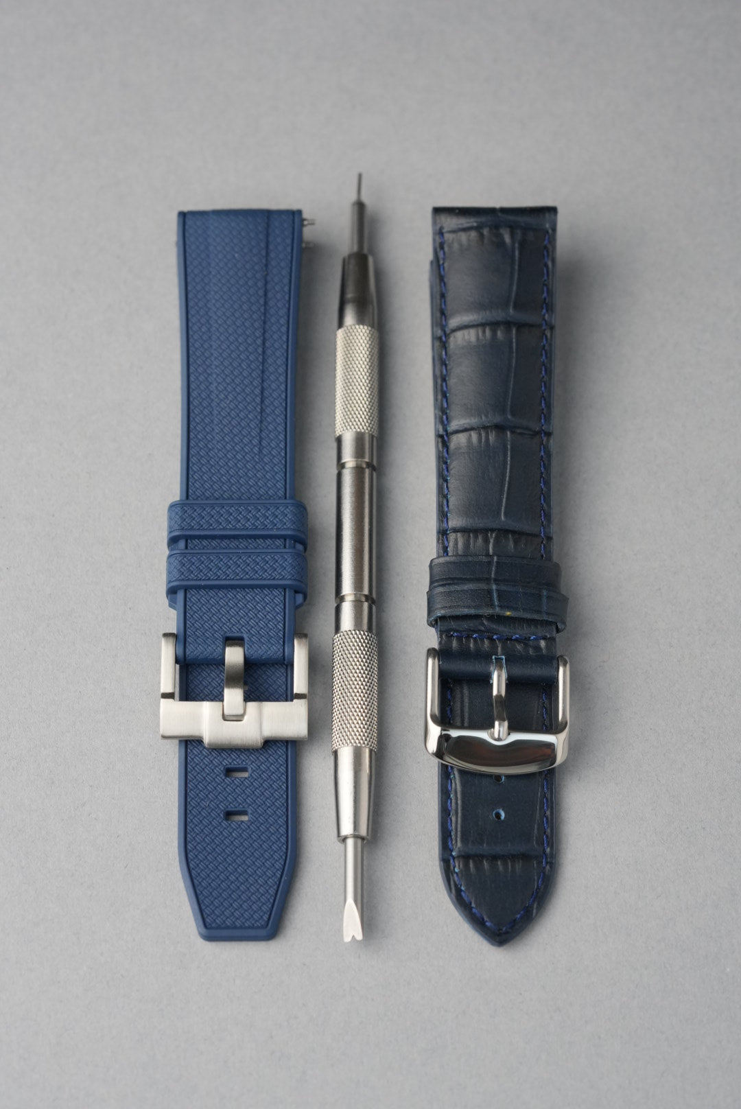 Essential Strap Bundle – Rubber & Leather + Tool (20–22mm Universal Fit)