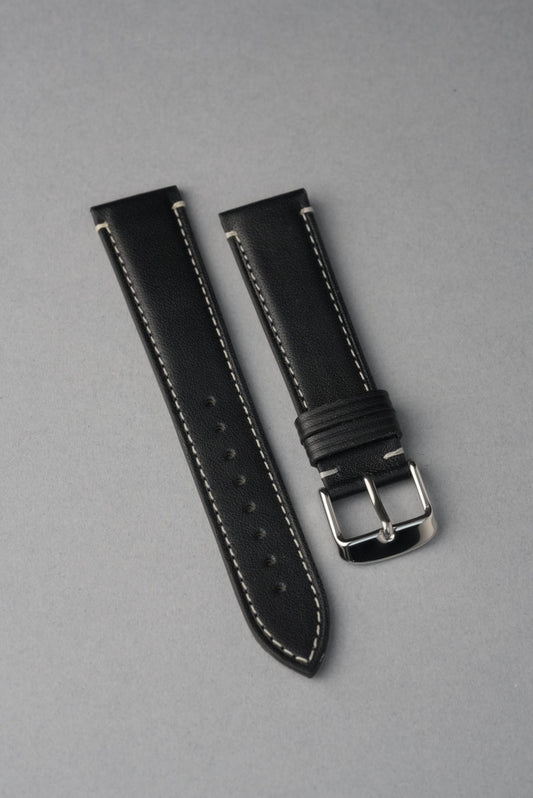 Handmade Leather Strap For Swatch x Omega MoonSwatch - Black