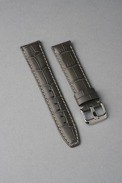 Embossed Alligator Leather With Contrast Stitch Watch Strap - 18mm to 24mm