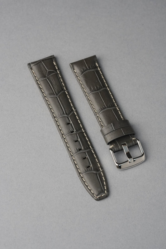 Embossed Alligator Leather With Contrast Stitch Watch Strap - 18mm to 24mm