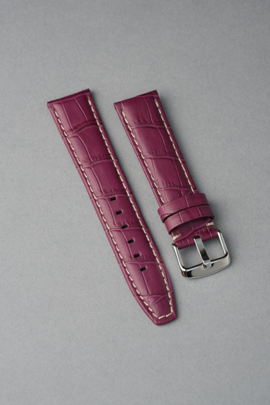 Embossed Alligator Leather With Contrast Stitch Watch Strap - 18mm