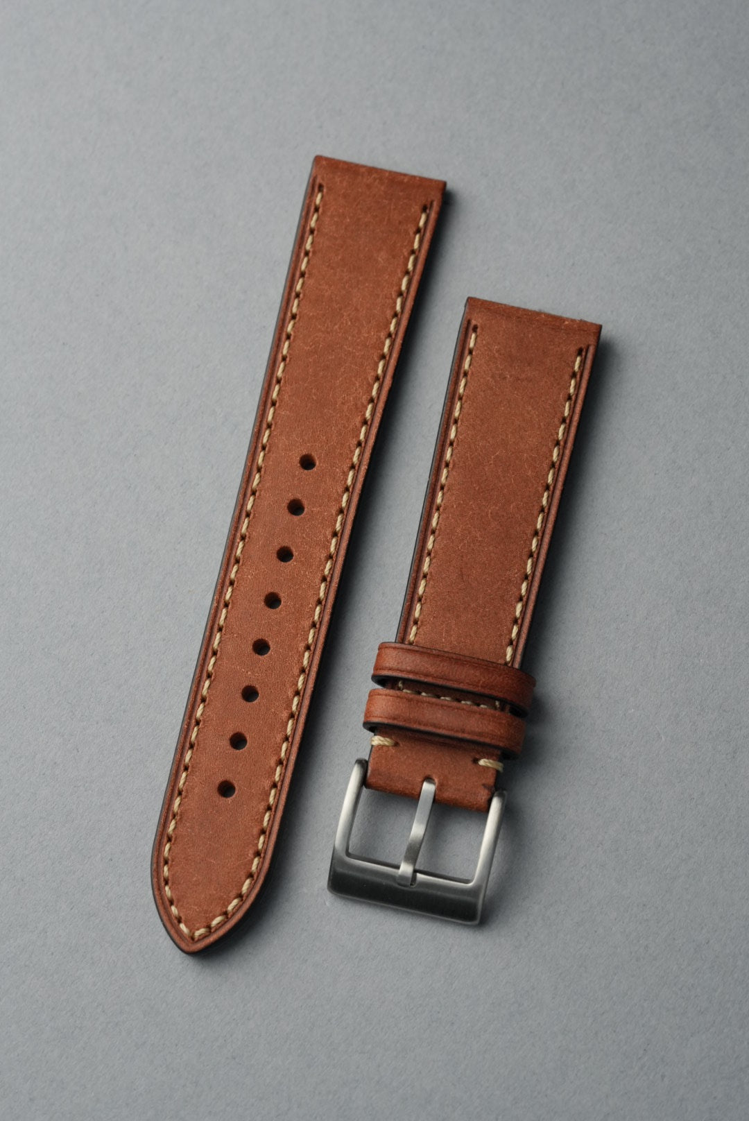 Tuscan Pueblo Leather Strap with Contrast Stitch – 20mm to 22mm