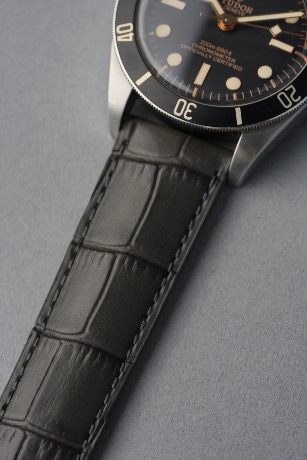 Embossed Alligator Leather Watch Strap - 18mm to 24mm