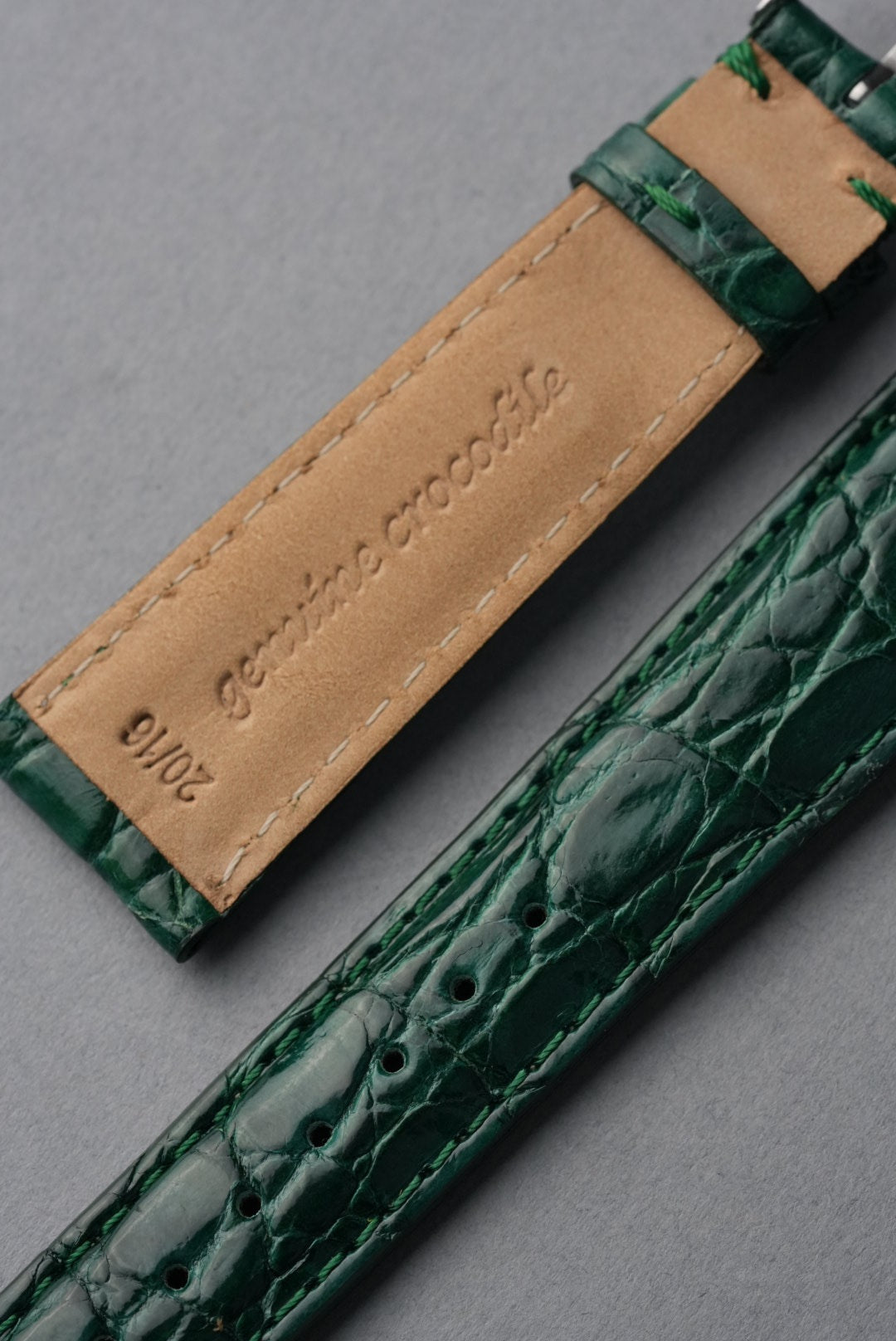 Italian Genuine Crocodile Leather Strap with Nubuck Lining - 18mm to 20mm