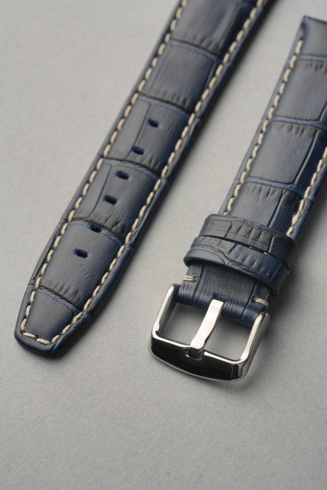 Embossed Alligator Leather With Contrast Stitch Watch Strap - 18mm to 24 mm