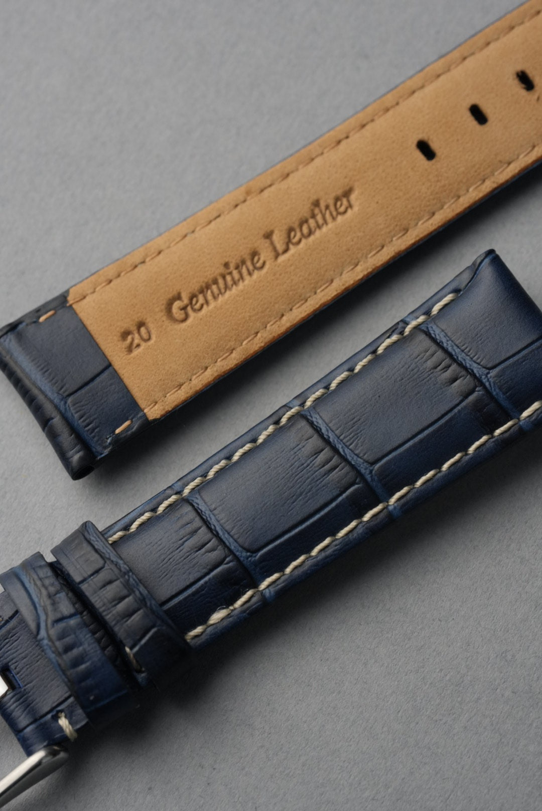 Embossed Alligator Leather With Contrast Stitch Watch Strap - 18mm to 24 mm