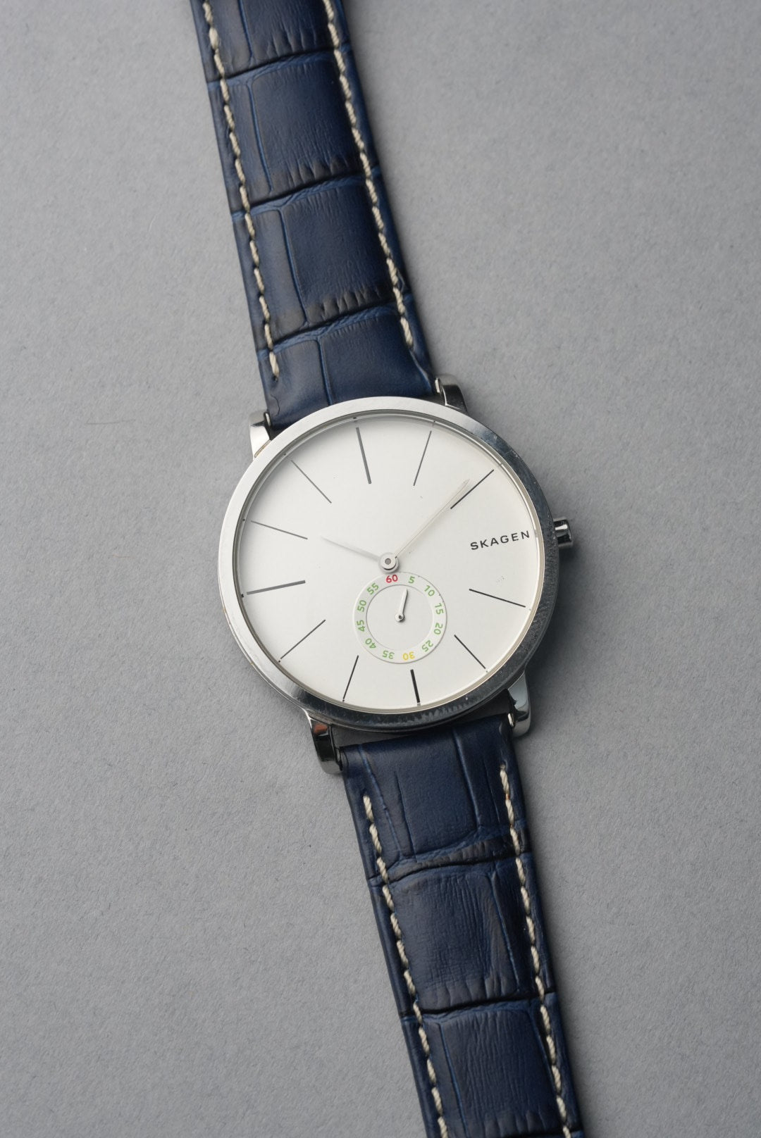 Embossed Alligator Leather With Contrast Stitch Watch Strap - 18mm to 24 mm