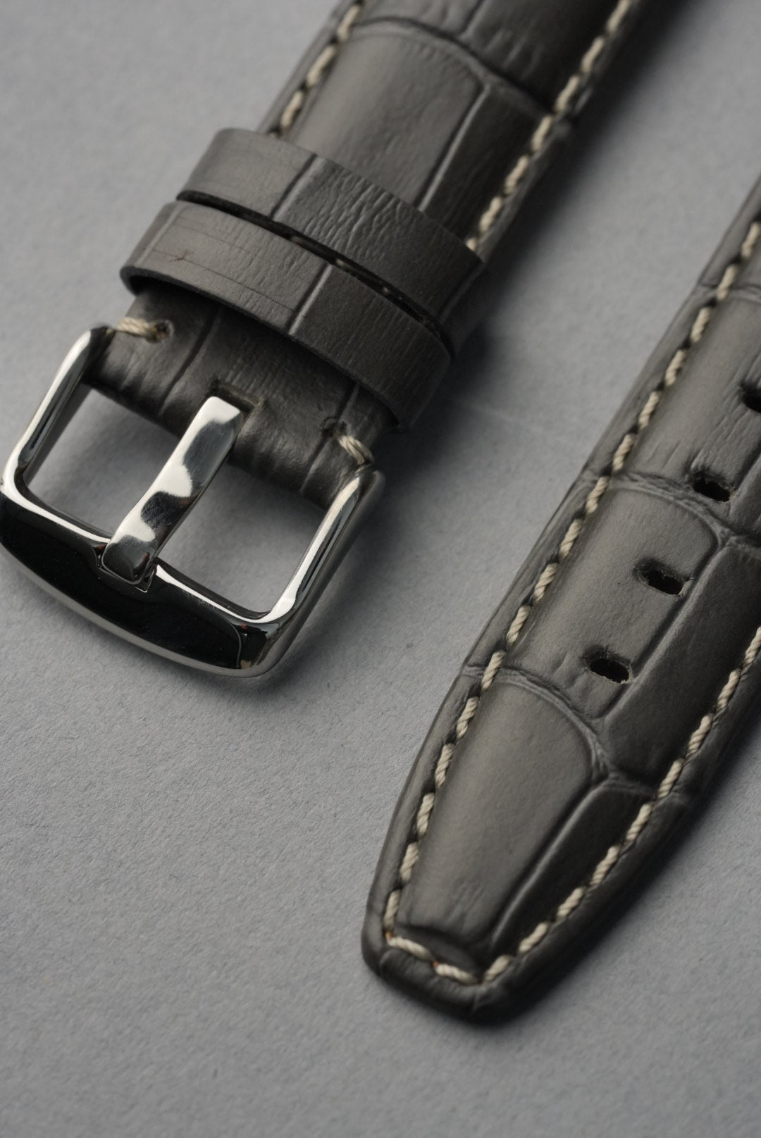 Embossed Alligator Leather With Contrast Stitch Watch Strap - 18mm to 24 mm