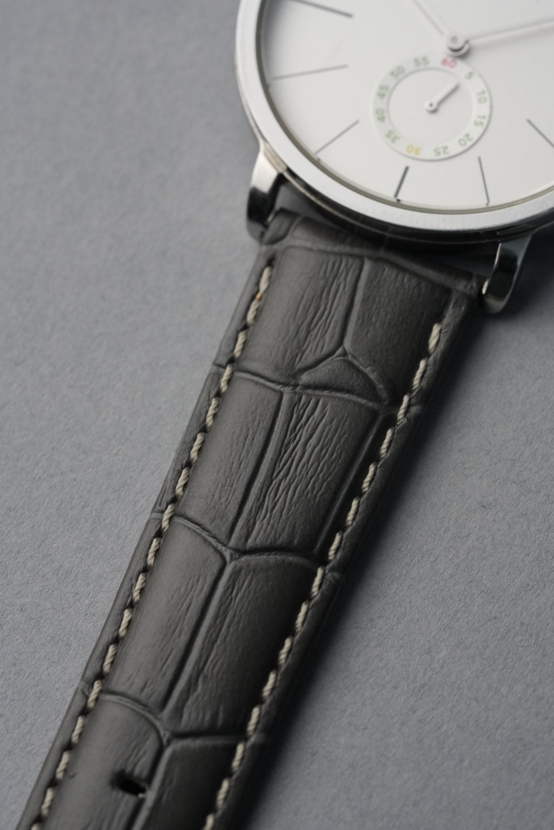 Embossed Alligator Leather With Contrast Stitch Watch Strap - 18mm to 24 mm