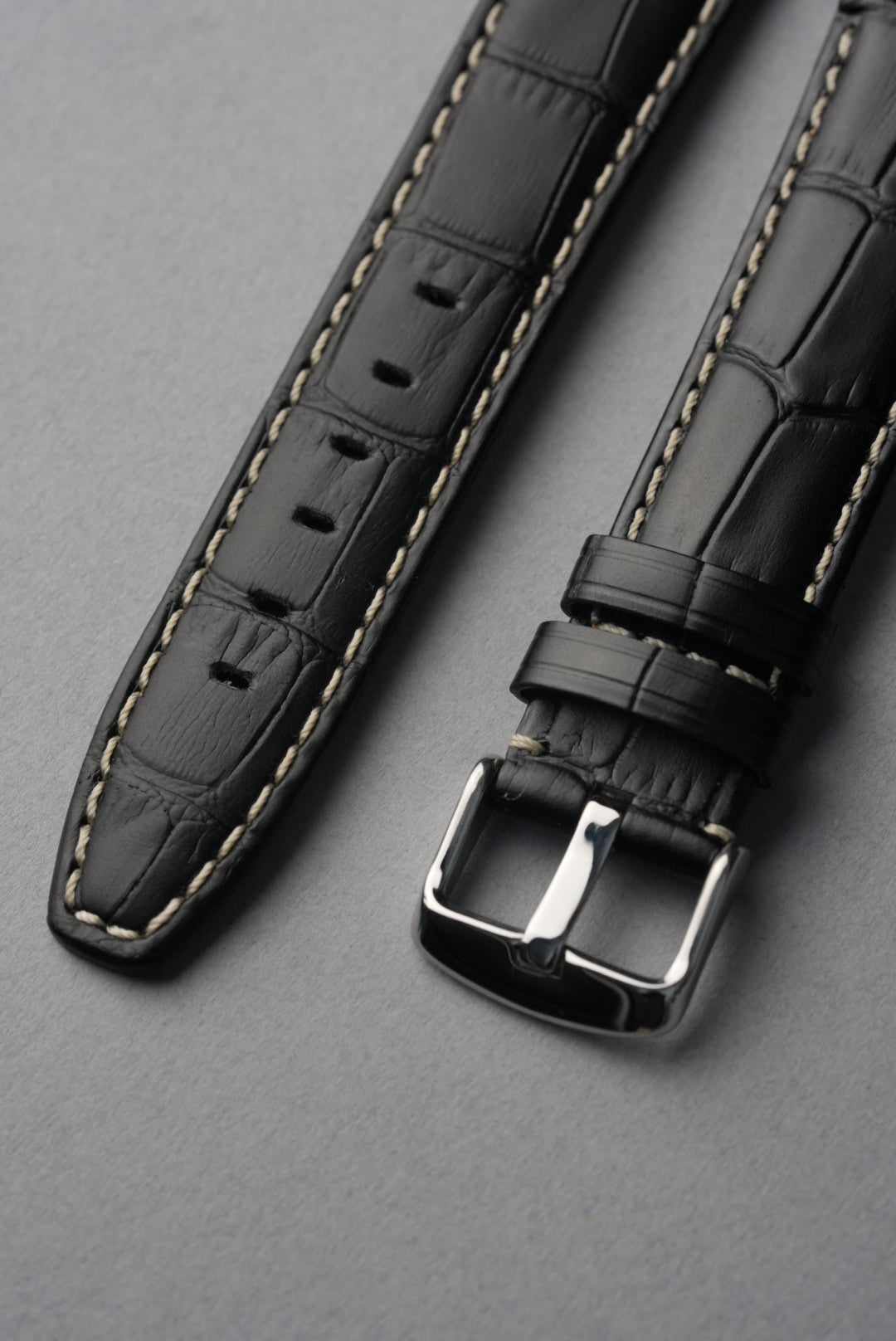 Embossed Alligator Leather With Contrast Stitch Watch Strap - 18mm to 24 mm