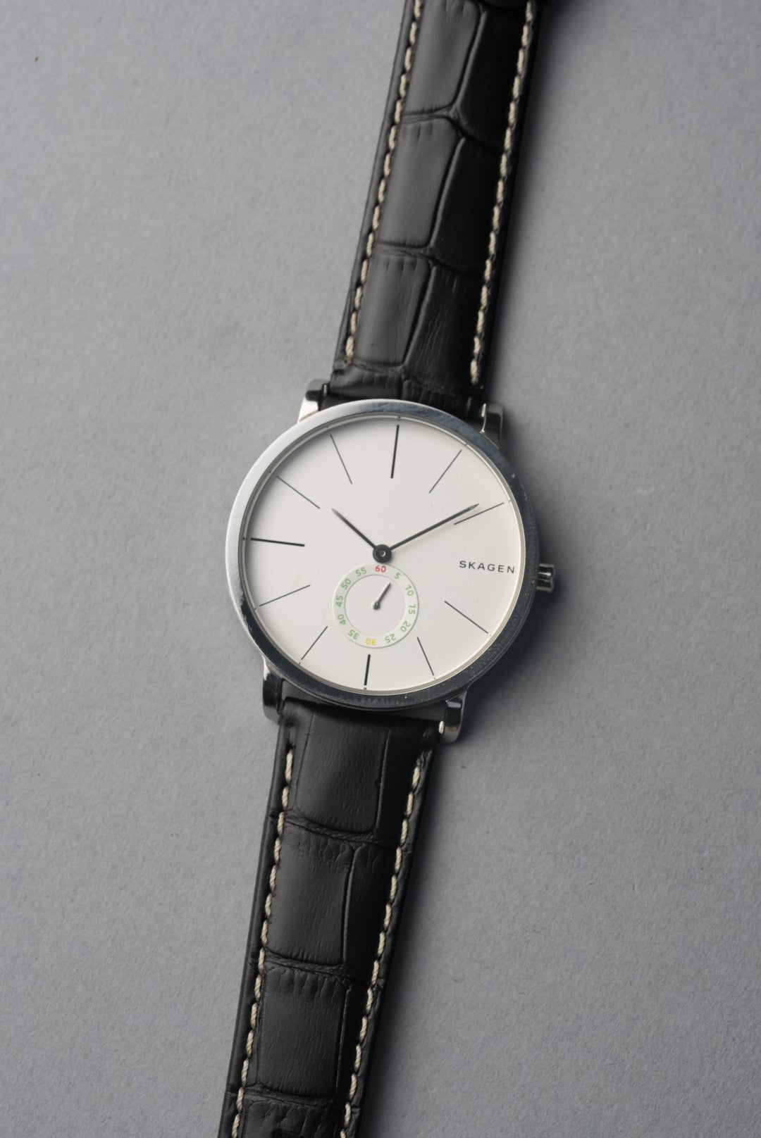 Embossed Alligator Leather With Contrast Stitch Watch Strap - 18mm to 24 mm