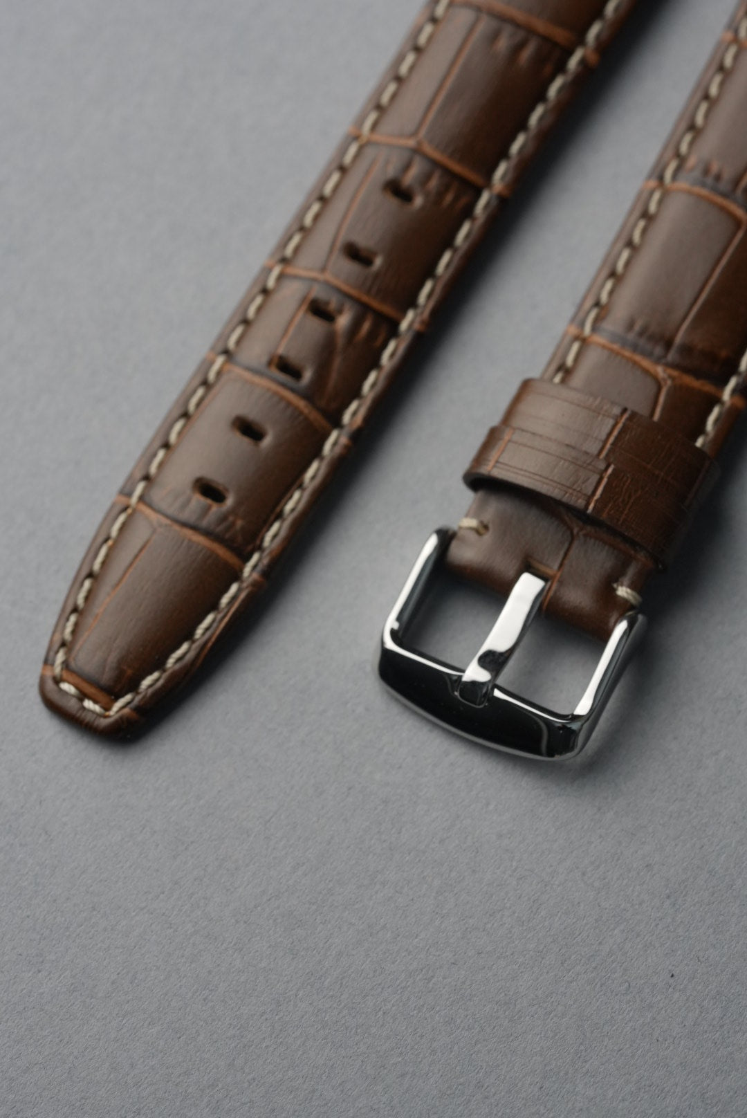 Embossed Alligator Leather With Contrast Stitch Watch Strap - 18mm to 24 mm