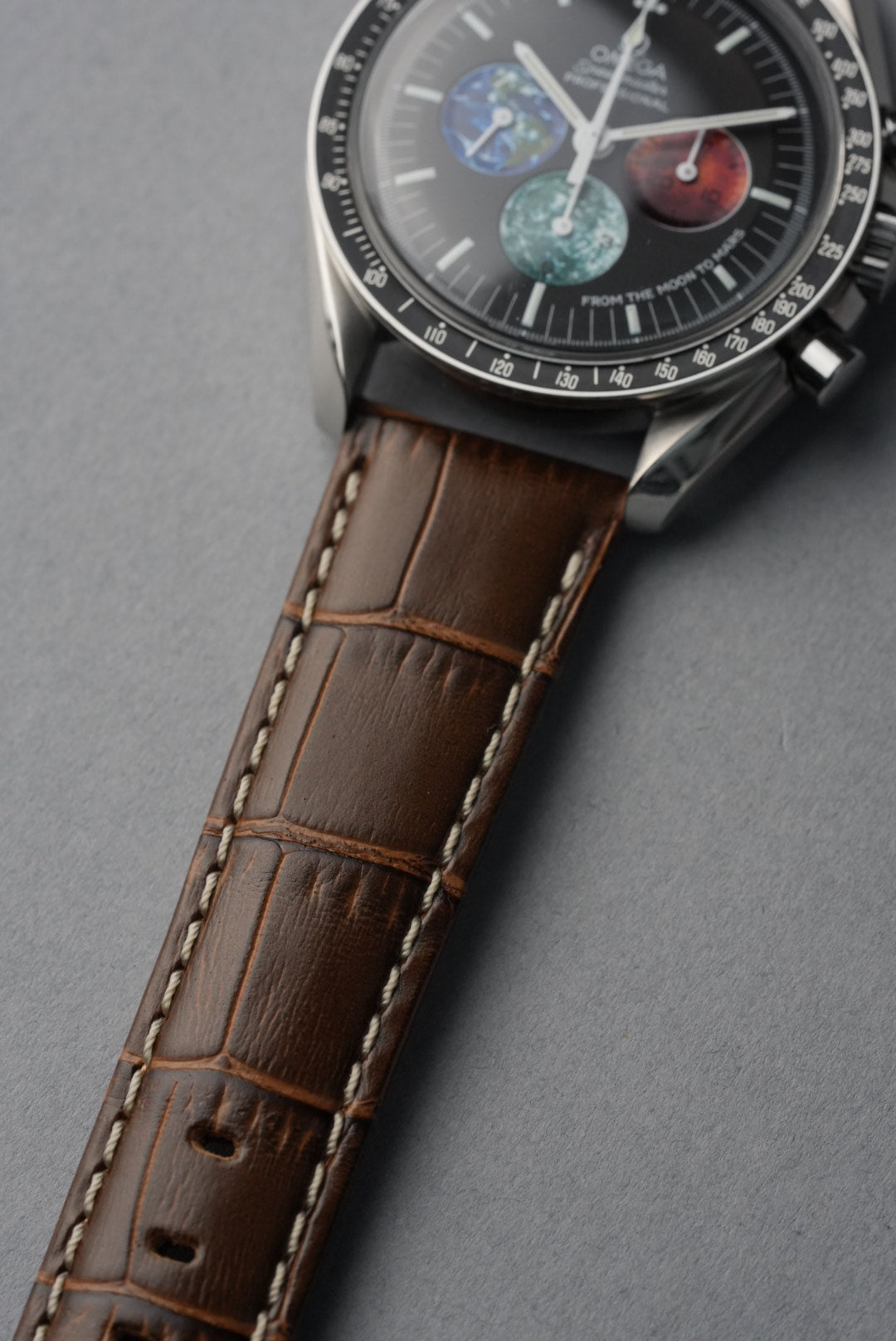 Embossed Alligator Leather With Contrast Stitch Watch Strap - 18mm to 24 mm