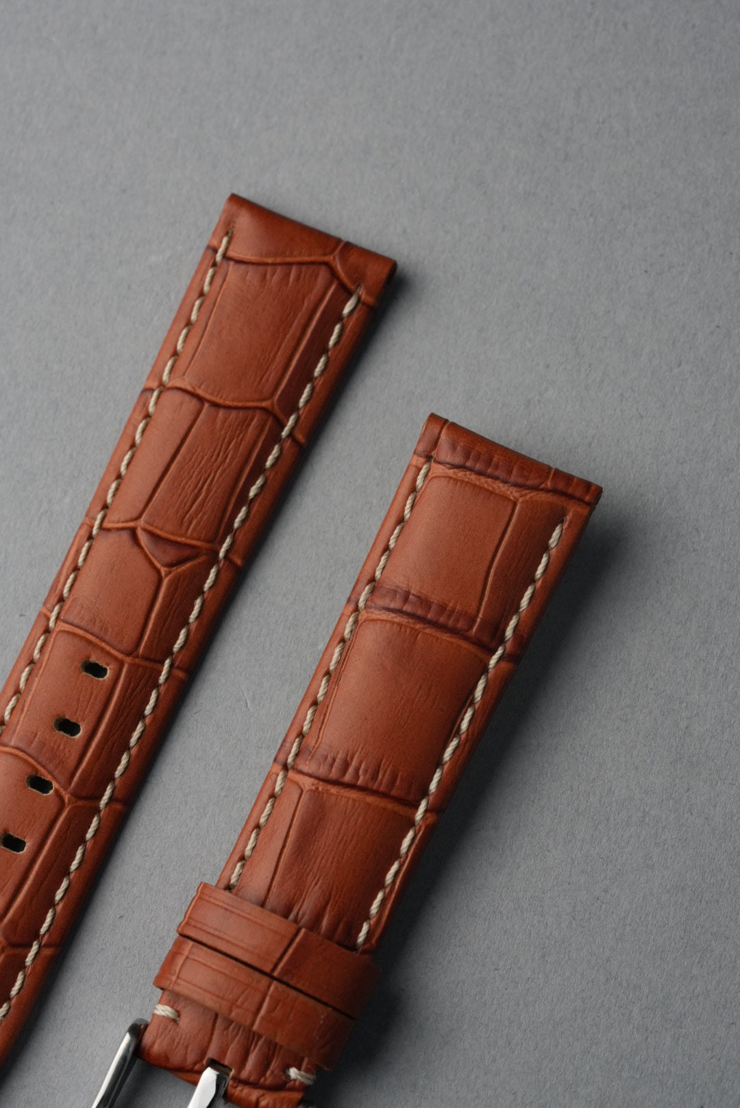 Embossed Alligator Leather With Contrast Stitch Watch Strap - 18mm to 24 mm
