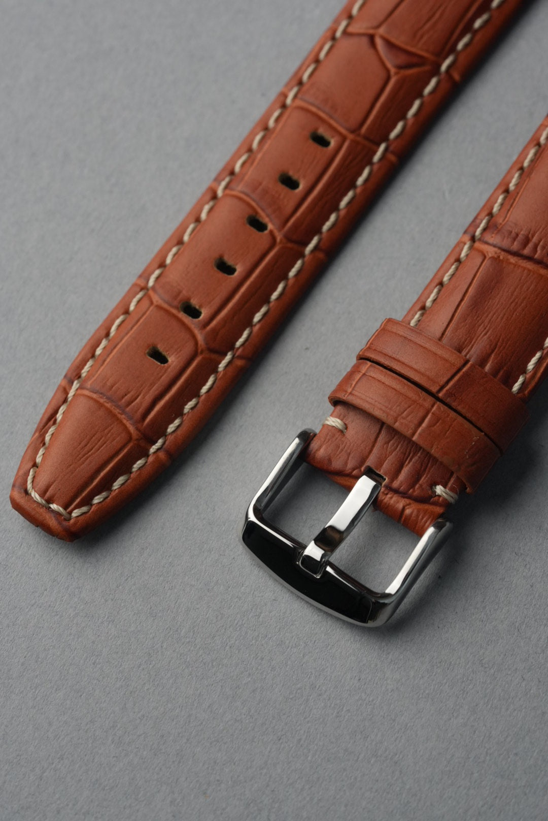 Embossed Alligator Leather With Contrast Stitch Watch Strap - 18mm to 24 mm