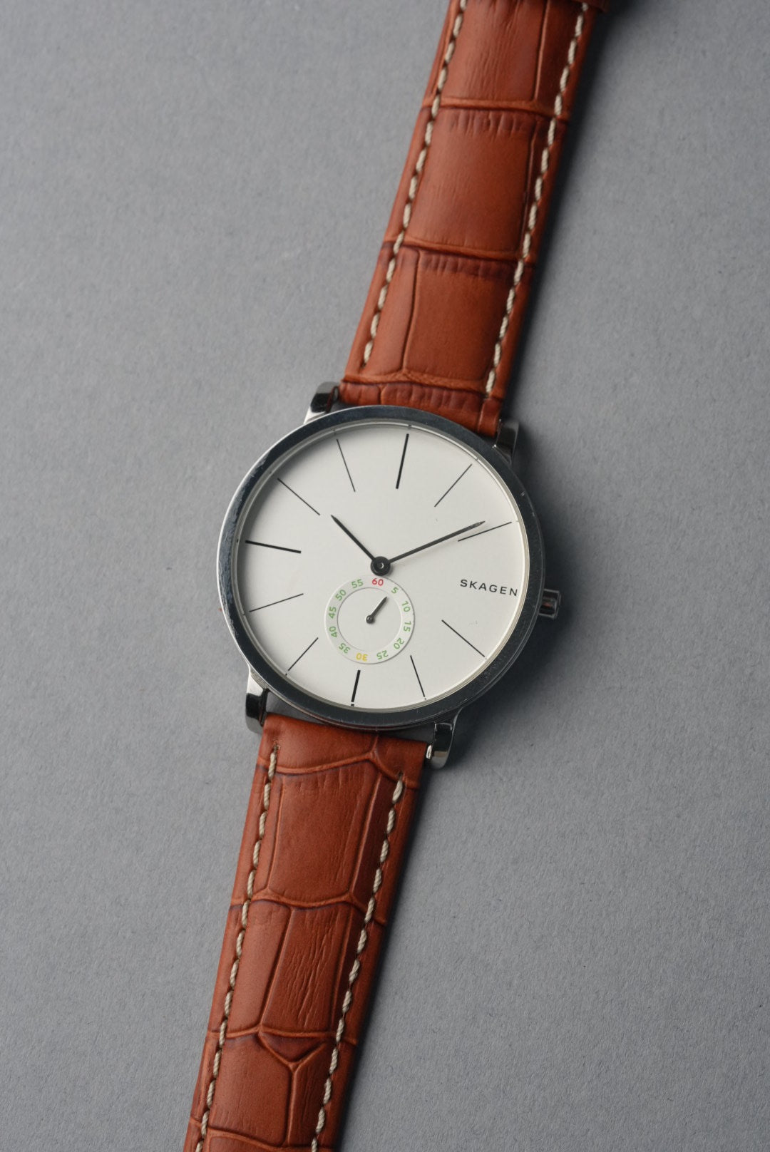 Embossed Alligator Leather With Contrast Stitch Watch Strap - 18mm to 24 mm