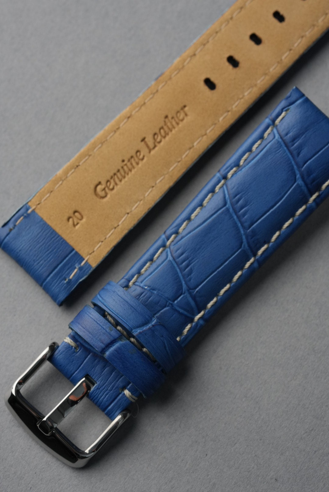 Embossed Alligator Leather With Contrast Stitch Watch Strap - 18mm to 24 mm