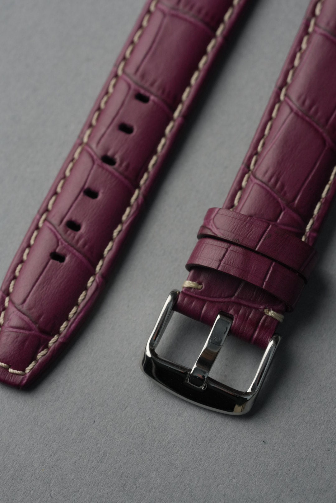 Embossed Alligator Leather With Contrast Stitch Watch Strap - 18mm to 24 mm