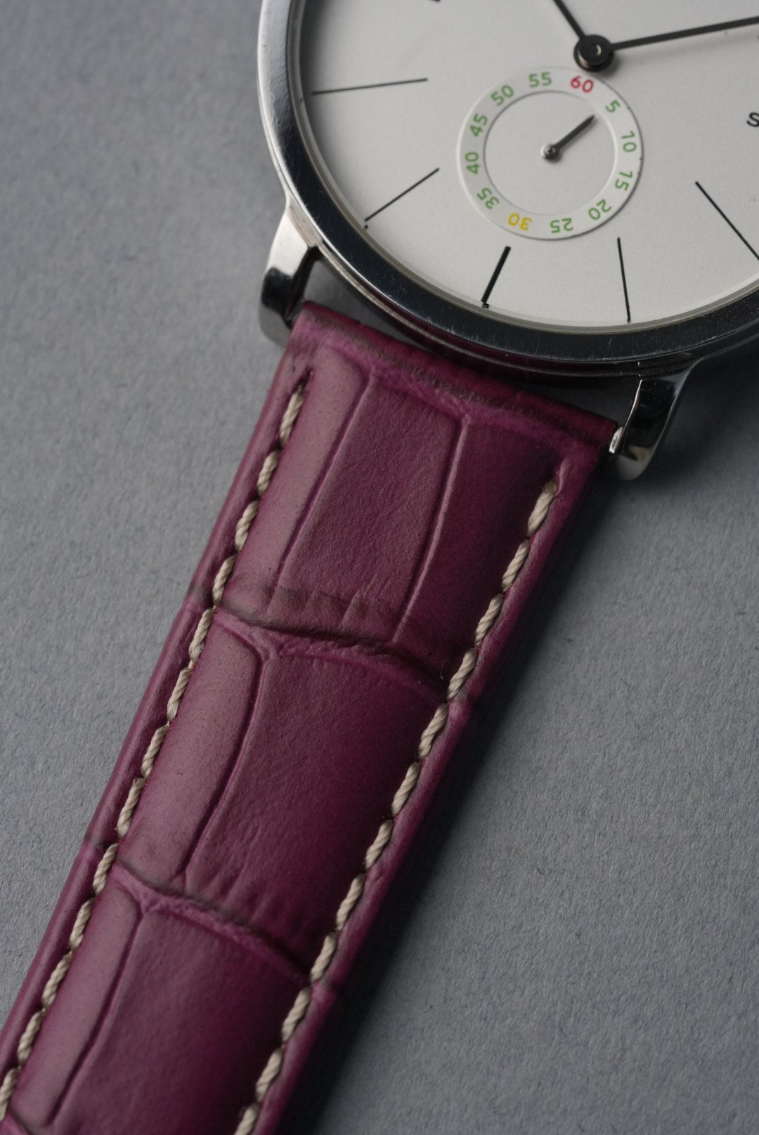 Embossed Alligator Leather With Contrast Stitch Watch Strap - 18mm to 24 mm