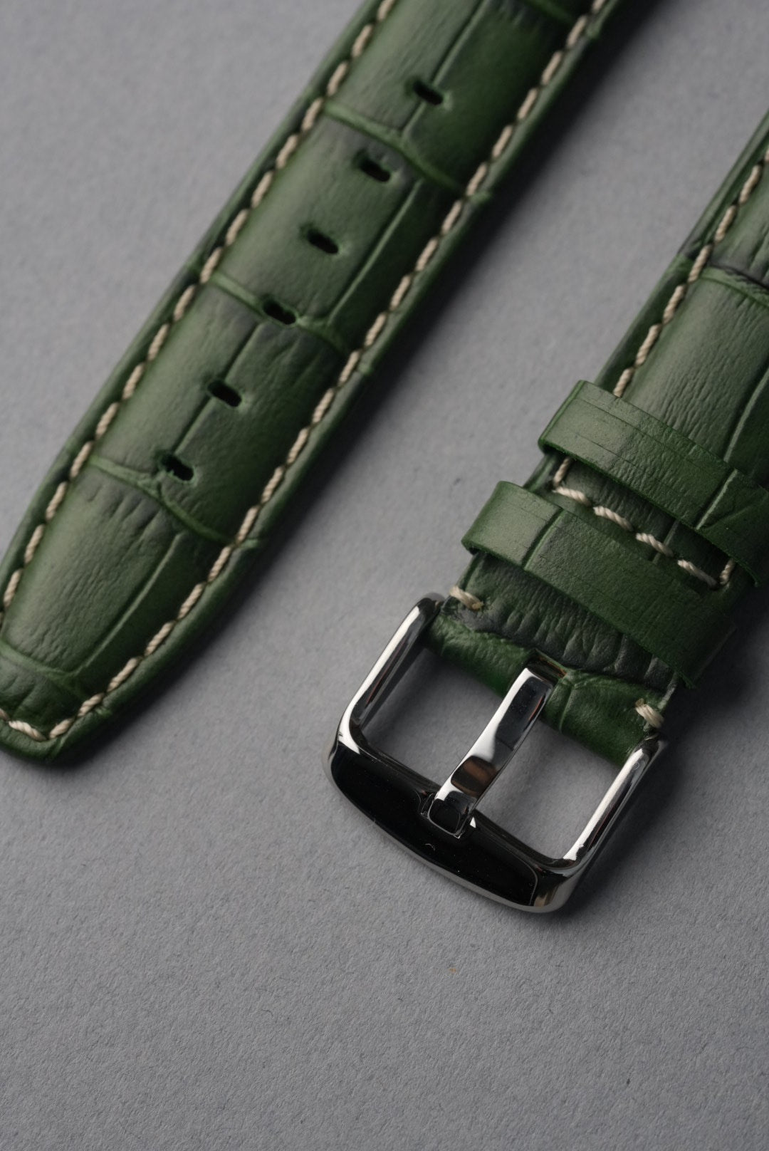 Embossed Alligator Leather With Contrast Stitch Watch Strap - 18mm to 24 mm