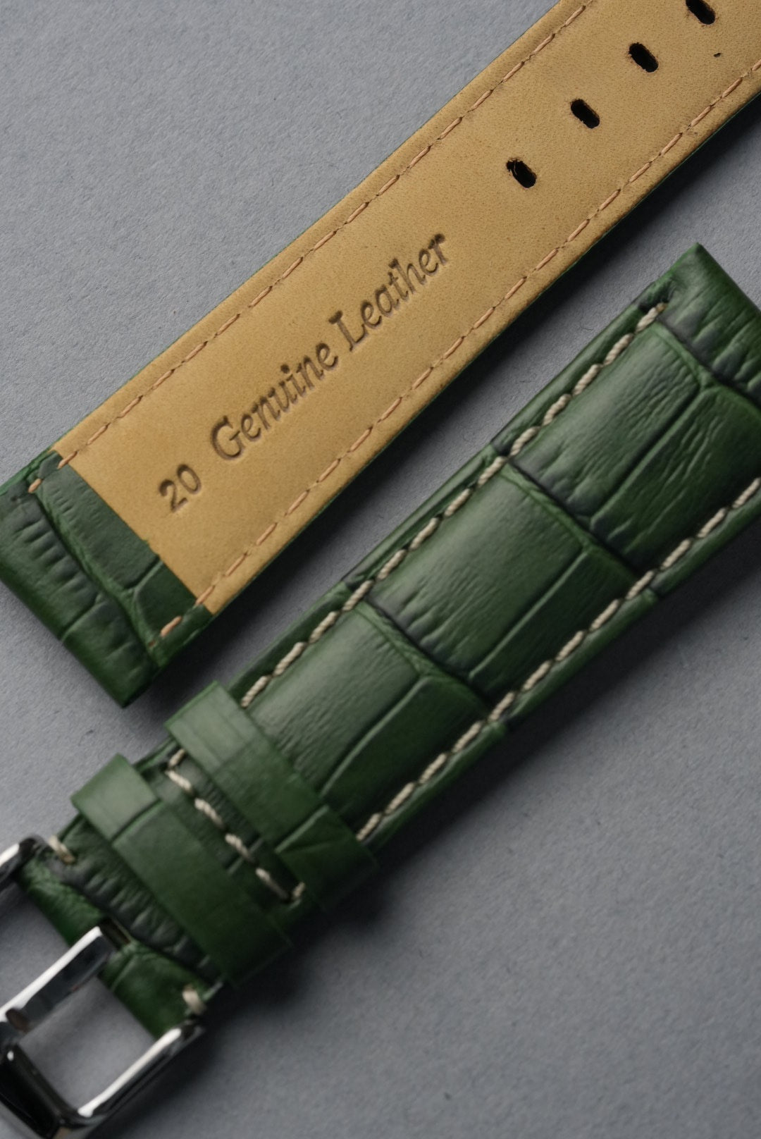 Embossed Alligator Leather With Contrast Stitch Watch Strap - 18mm to 24 mm
