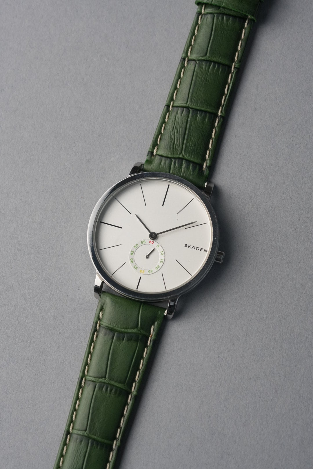 Embossed Alligator Leather With Contrast Stitch Watch Strap - 18mm to 24 mm