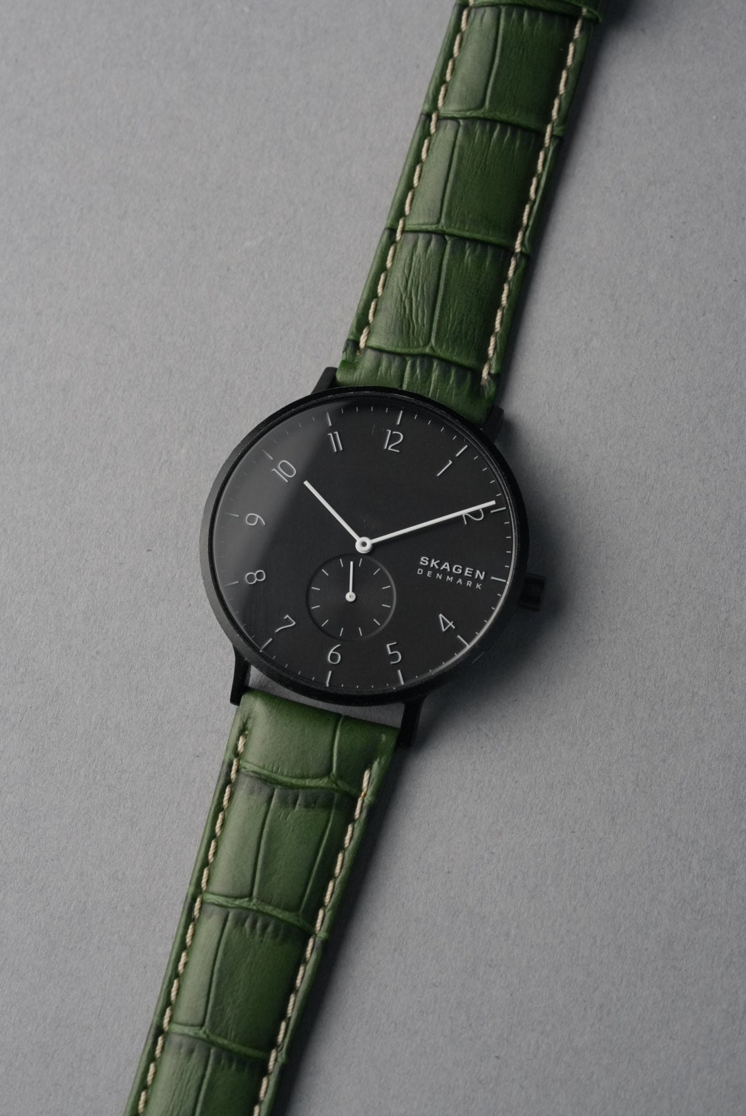 Embossed Alligator Leather With Contrast Stitch Watch Strap - 18mm to 24 mm