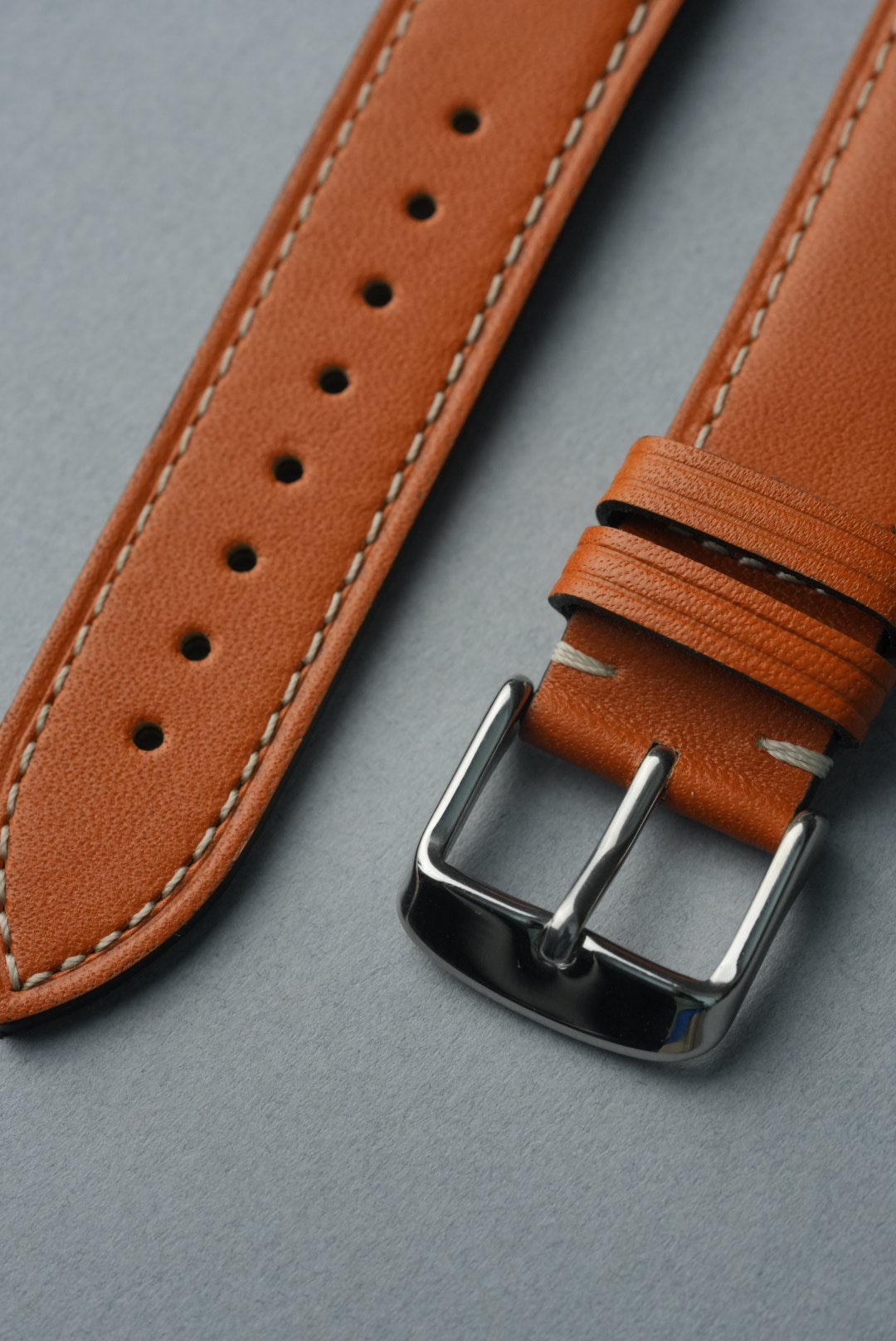 Handmade Leather Strap with Contrast Stitch – 18mm to 22mm