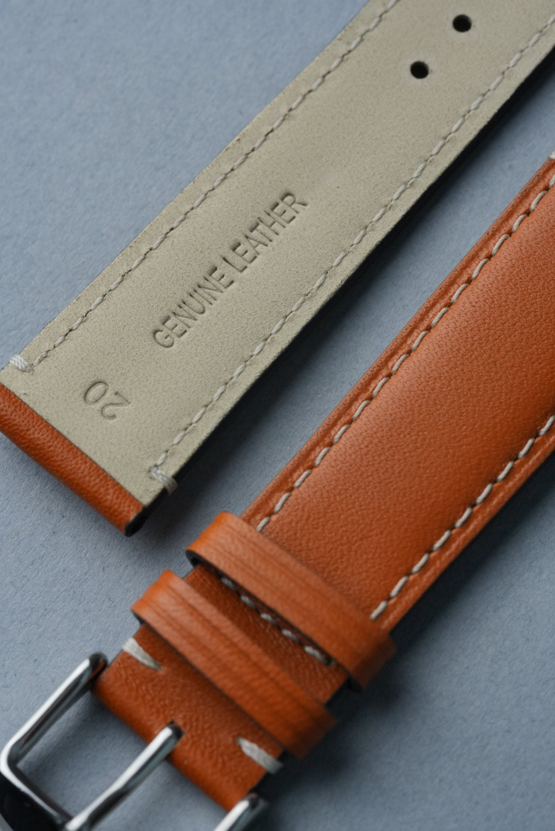 Handmade Leather Strap with Contrast Stitch – 18mm to 22mm