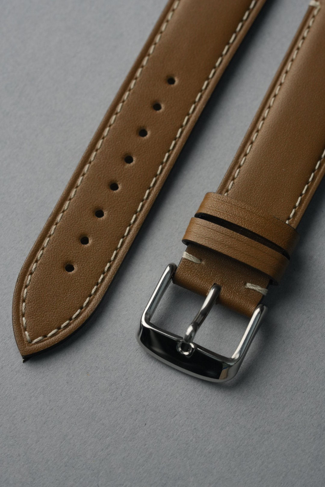Handmade Leather Strap with Contrast Stitch – 18mm to 22mm