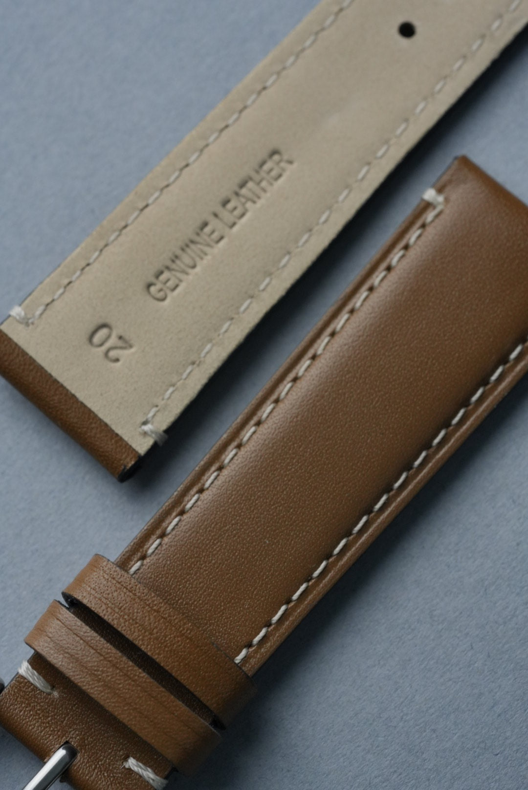Handmade Leather Strap with Contrast Stitch – 18mm to 22mm