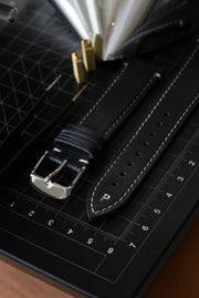 Handmade Leather Strap For Swatch x Omega MoonSwatch - Black