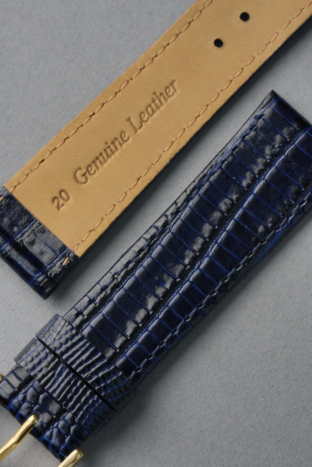 Lizard Grain Leather Strap with Nubuck Lining - 12 mm to 22 mm