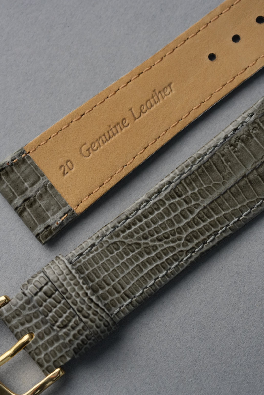 Lizard Grain Leather Strap with Nubuck Lining - 12 mm to 22 mm