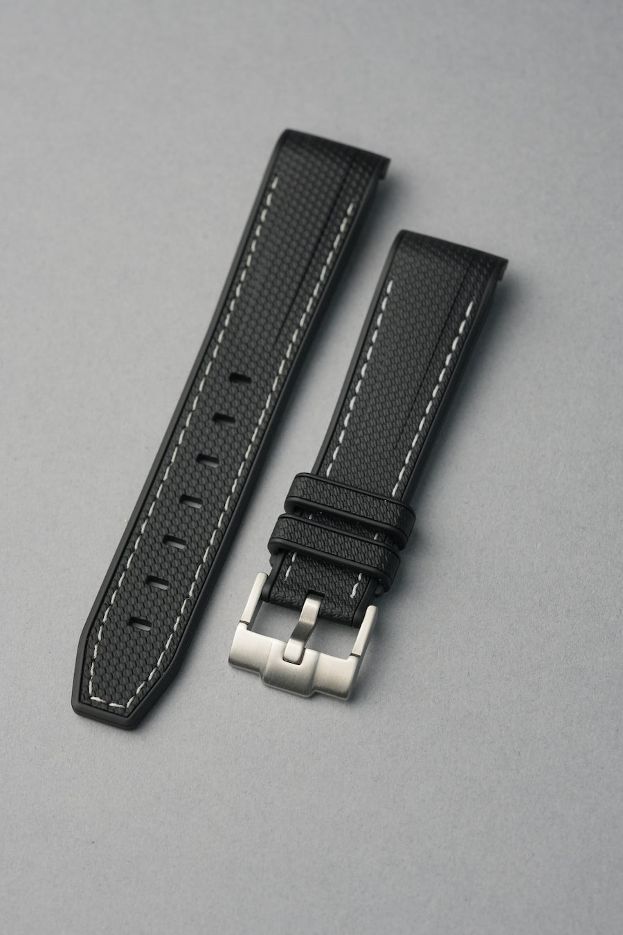 Black Woven Silicone Rubber Strap for MoonSwatch, Rolex & Omega – 20 mm