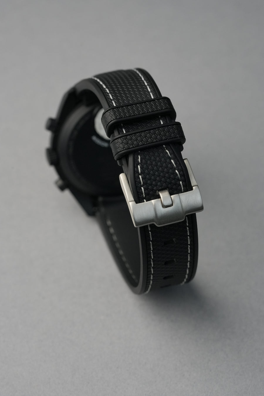 Black Woven Silicone Rubber Strap for MoonSwatch, Rolex & Omega – 20 mm