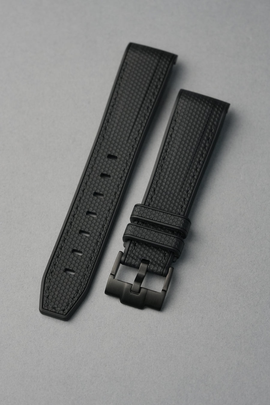 Rubber Curved Strap for Omega x Swatch MoonSwatch – Mission To Mercury – Black with Black Stitch