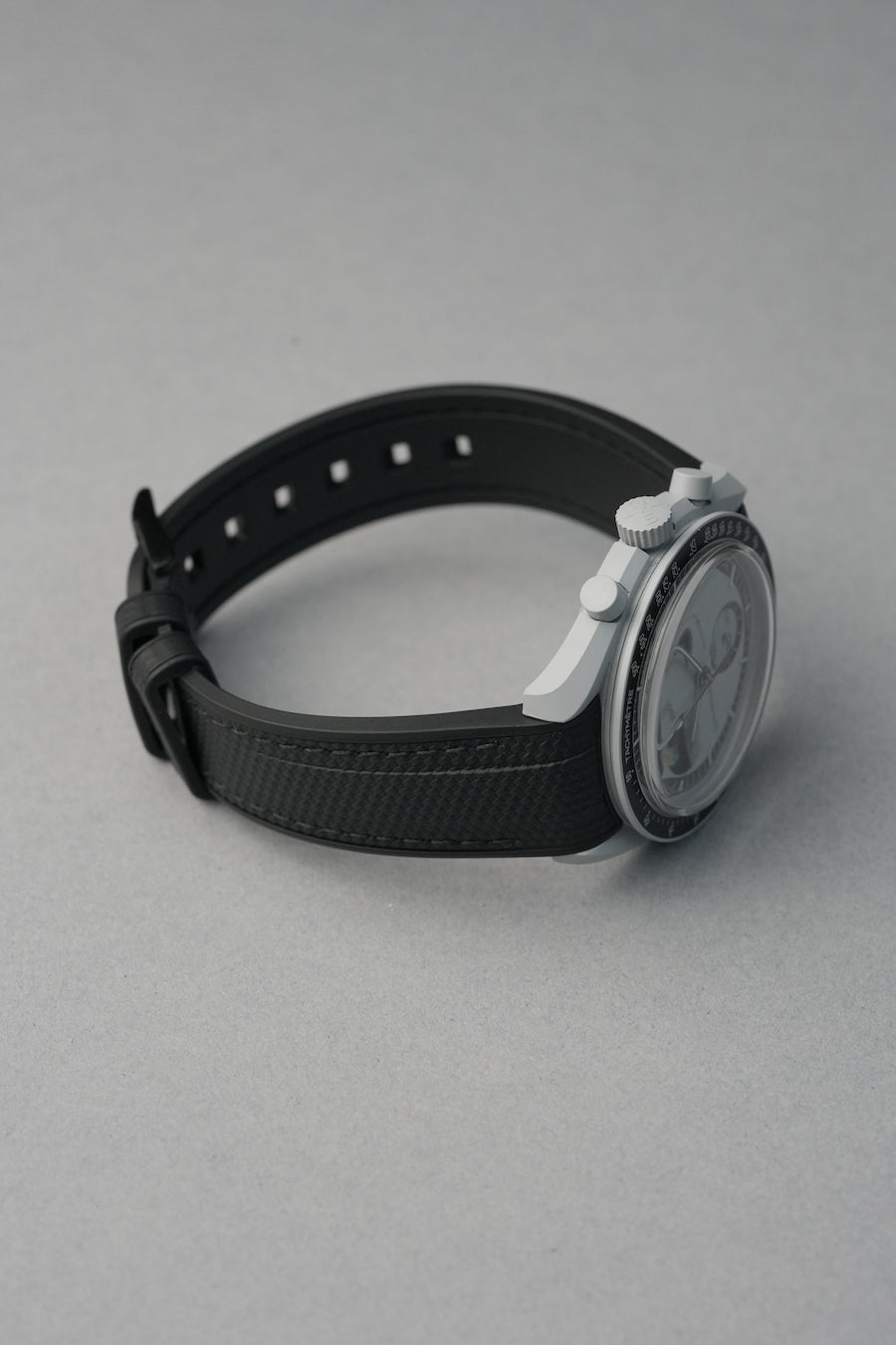 Black Woven Silicone Rubber Strap for MoonSwatch, Rolex & Omega – 20 mm