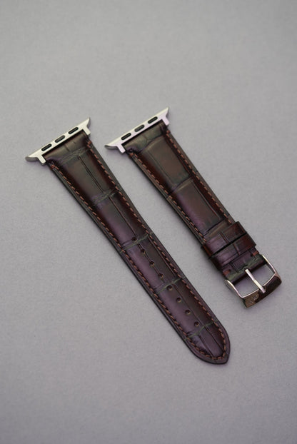 Embossed Calfskin Leather Alligator Strap for Apple Watch
