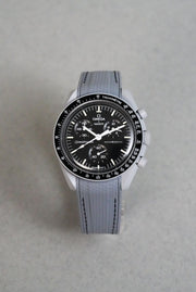Rubber Curved Strap for Omega x Swatch MoonSwatch – Mission to the Moon – Grey with Black Stitch